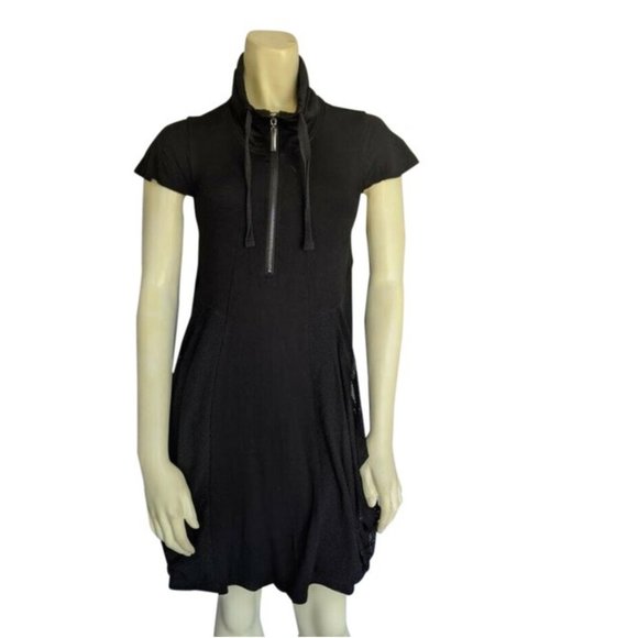Philosophy Black Sleeve Half Zip Mesh Pockets Casual Dress - Picture 8 of 16